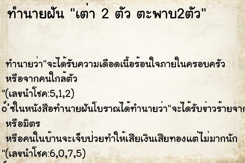 ทำนายฝันเต่า2ตัวตะพาบ2ตัว ทำนายฝันทำนายฝันเต่า2ตัวตะพาบ2ตัว